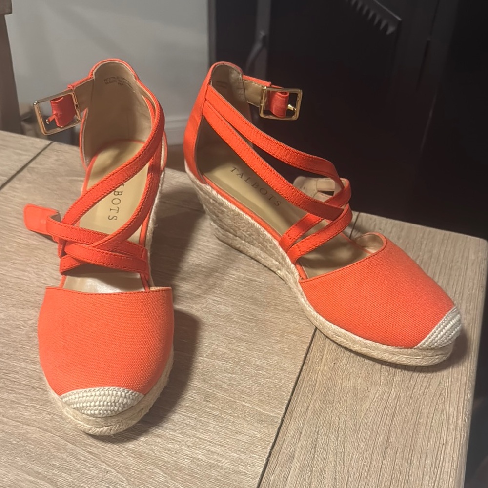 Talbots Bright Papaya Lyndsay Strappy Espadrille Sandals NWT size 7
